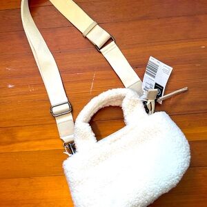 NWT White Sherpa Shoulder Bag